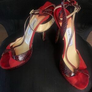 Jimmy Choo Red snake heels
